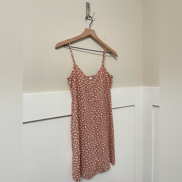 Aerie Pinkish-Brown & White Splatter Print Mini Flowy Dress Size Small - Picture 3 of 8